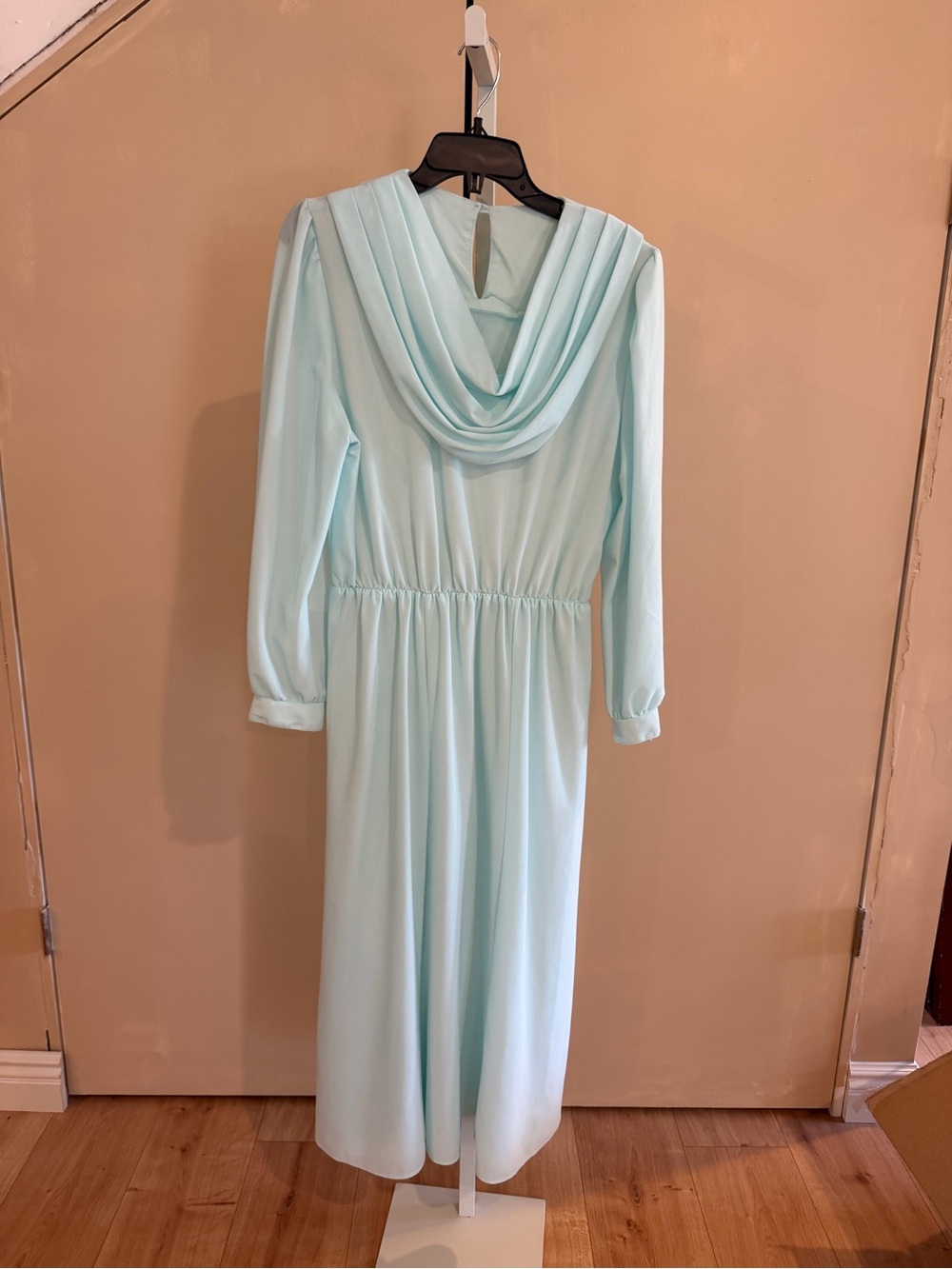 Anthony Richards Light Aqua Long Sleeve Draped Dress (M)